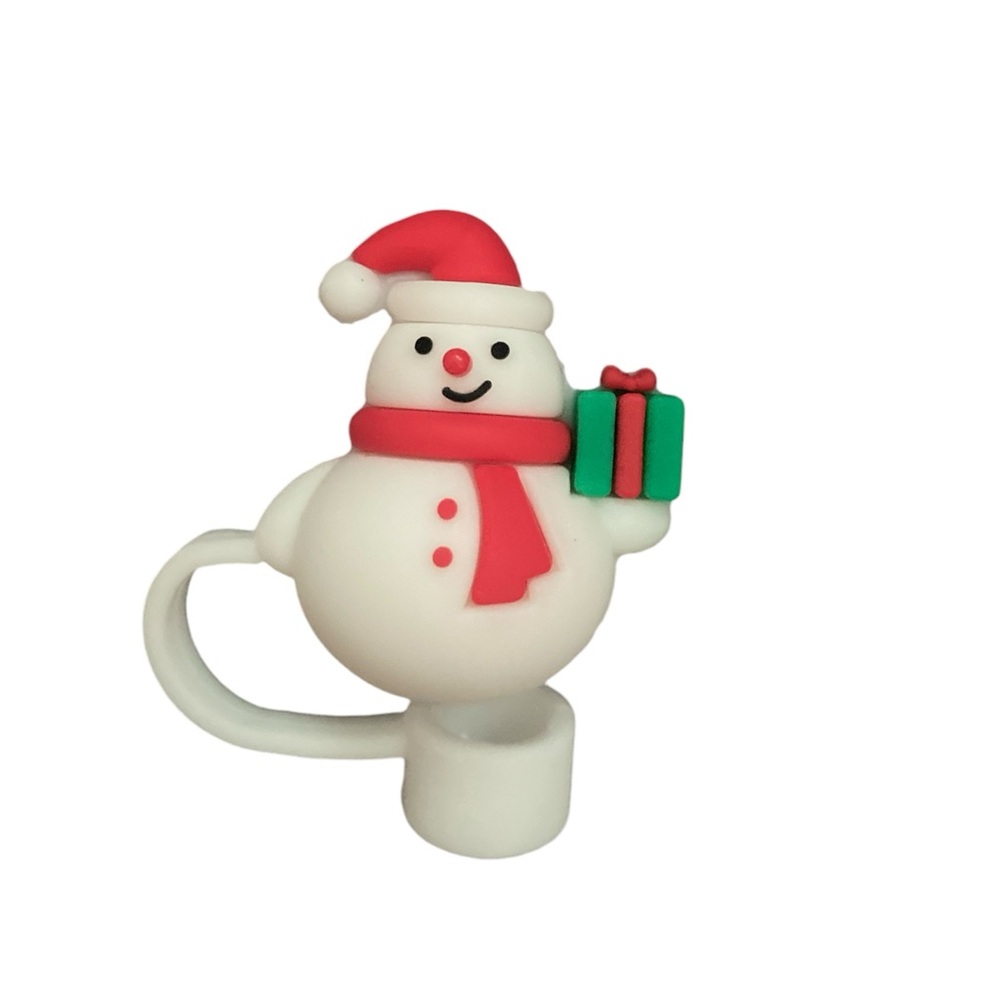 Snowman with Gift Straw Topper